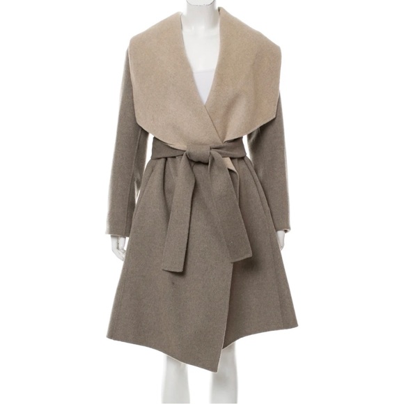 Diane Von Furstenberg Jackets & Blazers - Diane von Furstenberg Jenna Reversible Wool Wrap Coat - Taupe/Oatmeal